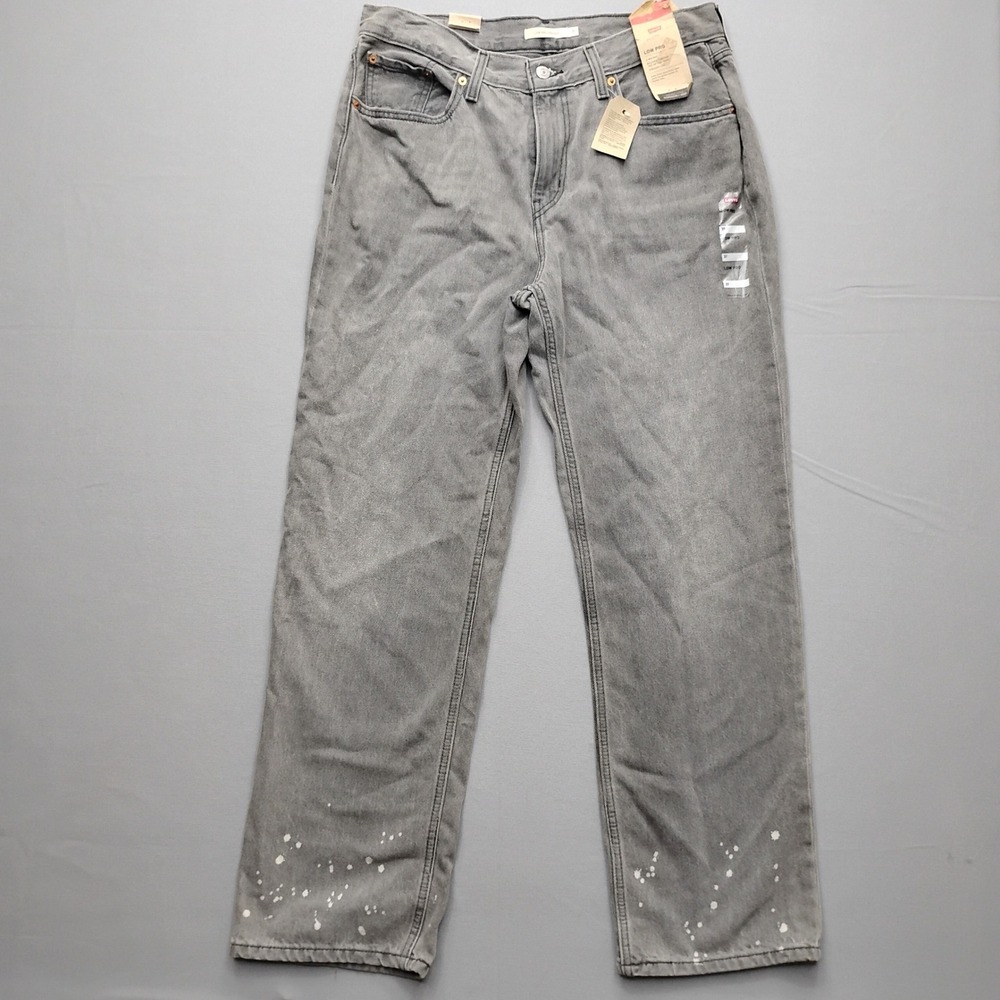 Levi's Low Pro Straight Jeans Grey Size 31 Paint Splatter